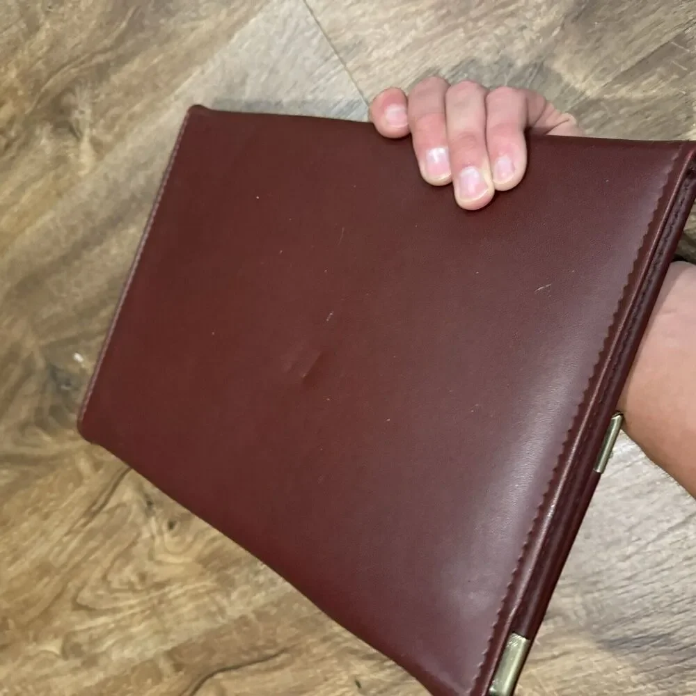 VTG Tic-La-Dex Legal Binder Document Holder Burgundy Red Gold Accents Calculator